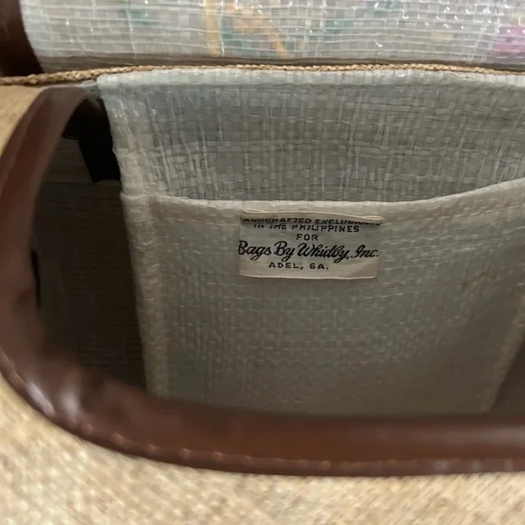 Vintage Floral Embroidered Raffia & Wooden Barrel Bag ~ Bags By Whidby Inc. - Picture 9 of 14